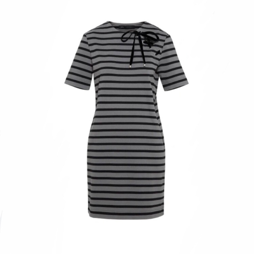 Marc By Marc Jacobs Black and Gray Striped Mini Dress